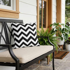 Black and white chevron outdoor pillow — view 2