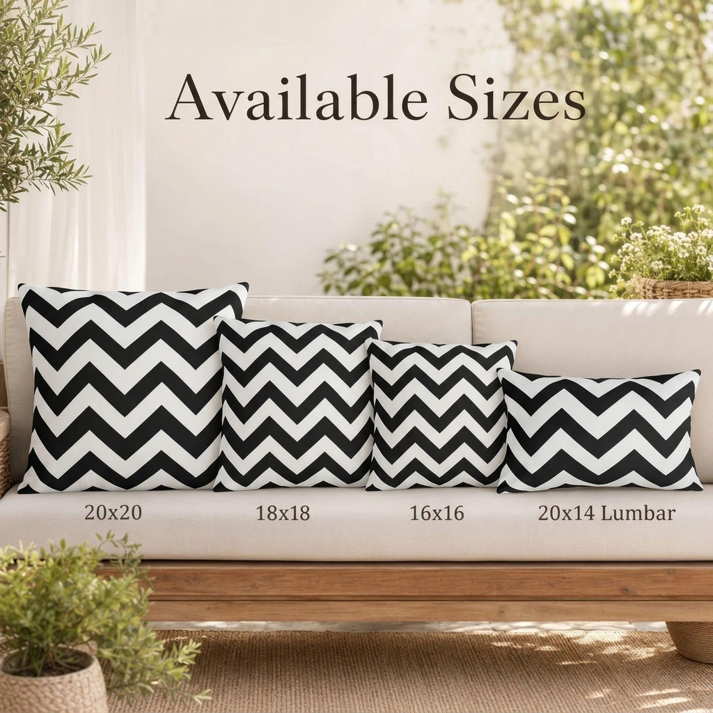 Black and white chevron outdoor pillow — view 6