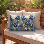 Texas bluebonnet outdoor pillow artwork and color detail