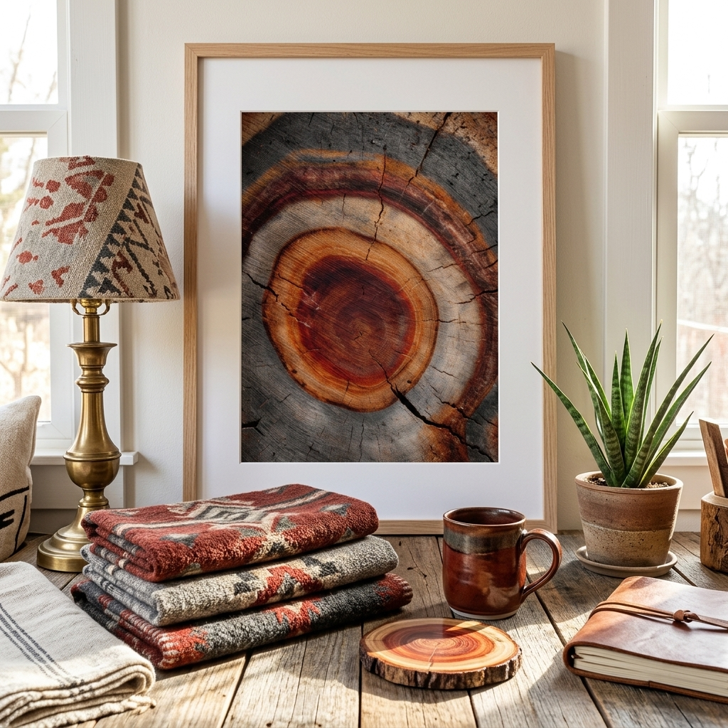 Rustic Tree Ring Poster | Natural Wood Cross Section