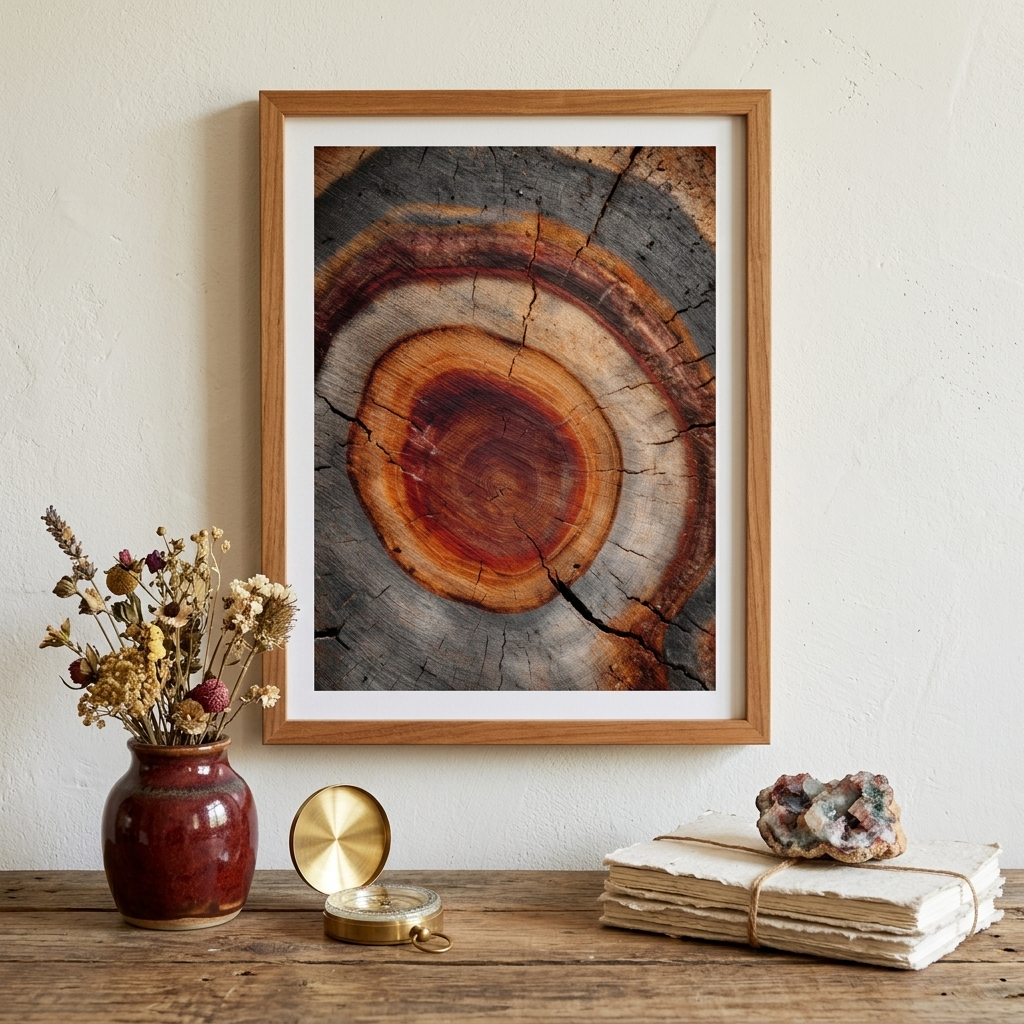 Rustic Tree Ring Poster | Natural Wood Cross Section