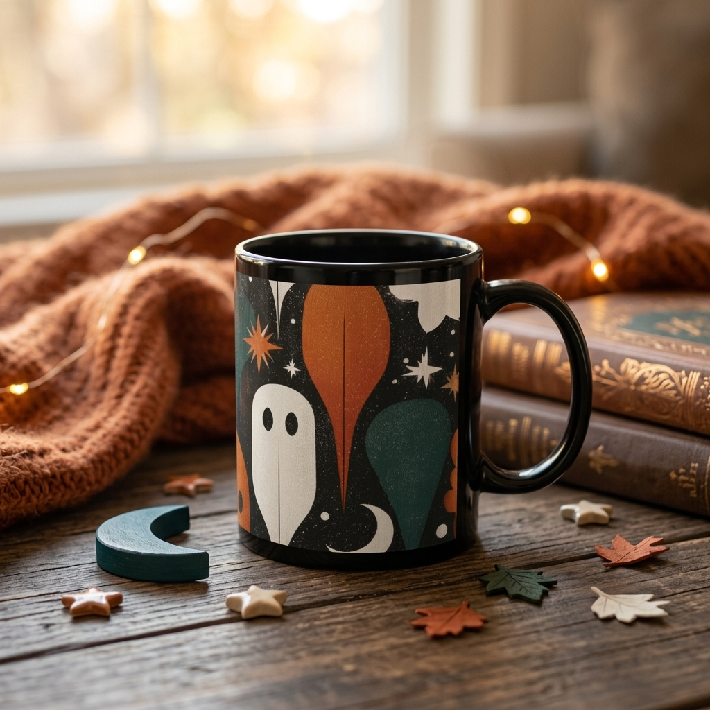 Spooky Ghosts Coffee Mug | Mid Century Halloween