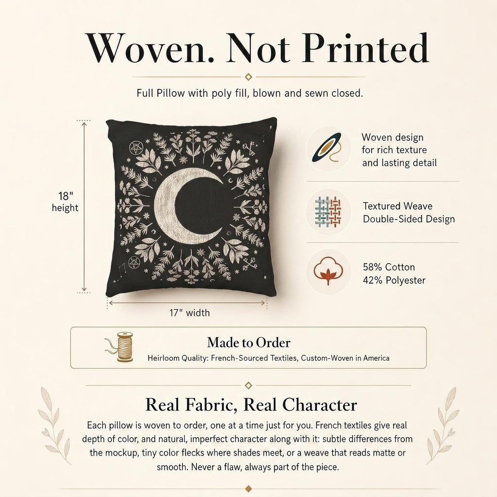 Crescent Moon Botanical Woven Pillow product detail image