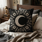 Crescent Moon Botanical Woven Pillow product detail image