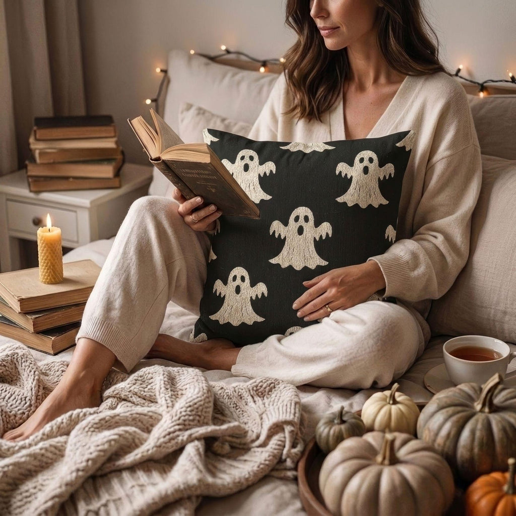 Spooky Ghost Woven Pillow product detail image
