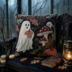 Ghosts & Mushrooms Woven Pillow styled lifestyle image
