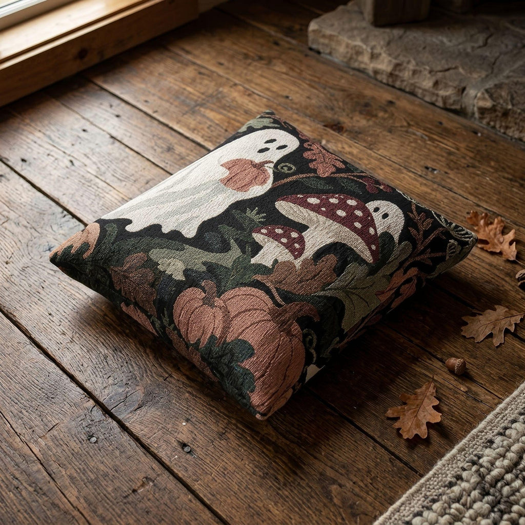 Ghosts & Mushrooms Woven Pillow product detail image