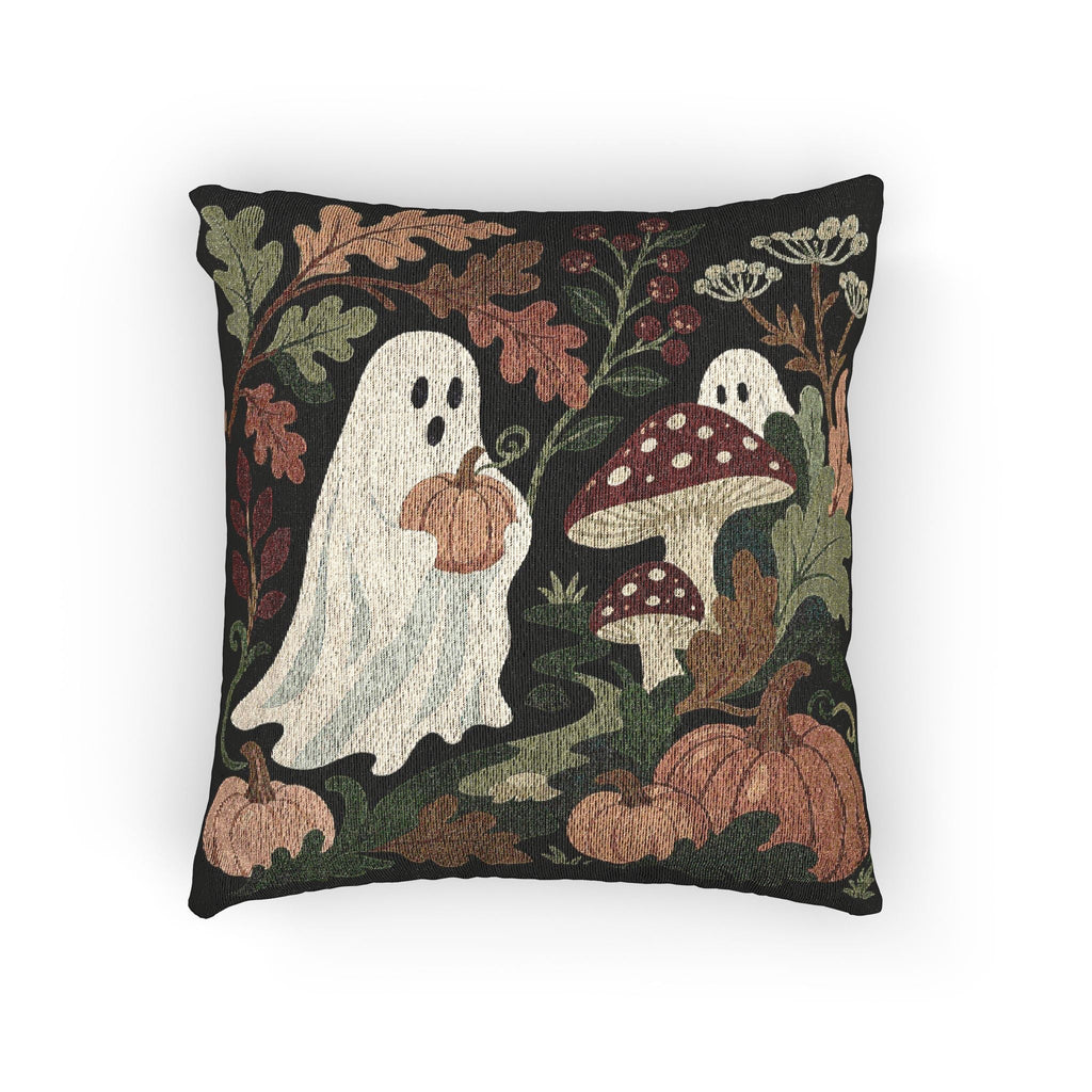 Ghosts & Mushrooms Woven Pillow clean product view