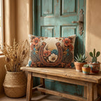 Western horseshoe floral outdoor pillow artwork detail
