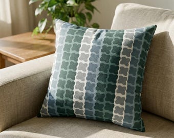 Mid Century Modern Geometric Pillow | 1960s Inspired Retro Green Pattern | MCM Throw Pillow with insert