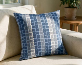 Mid Century Modern Geometric Pillow | 1960s Inspired Retro Blue Pattern | MCM Throw Pillow with insert