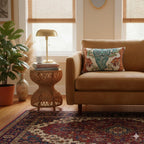 Teal & Amber Chinoiserie Tiger Lumbar Pillow | 20×14