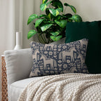 Blue White Folk Horse Lumbar Pillow | Scandinavian Decor