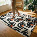 Mid-Century Arch Geometric Area Rug | Retro Terracotta Charcoal Cream