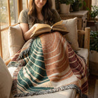 Abstract Tree Ring Woven Blanket | Earth-Tone Modern Throw