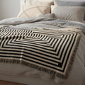 Abstract Geometric Maze Woven Blanket | Modern Minimalist Scandinavian Throw