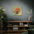 Tree Ring Landscape Canvas | Mid Century Nature Art