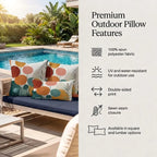 Mid-century modern abstract floral outdoor pillow in rust teal and ochre alternate product view 5