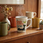 Bad Kitty Lounge Latte Mug | Retro Black Cat Martini