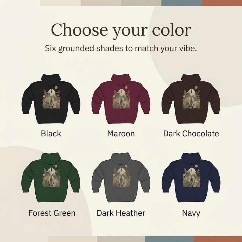Golden Moon Wolves Hoodie | Celestial Woodland Night, Botanical Dark Academia