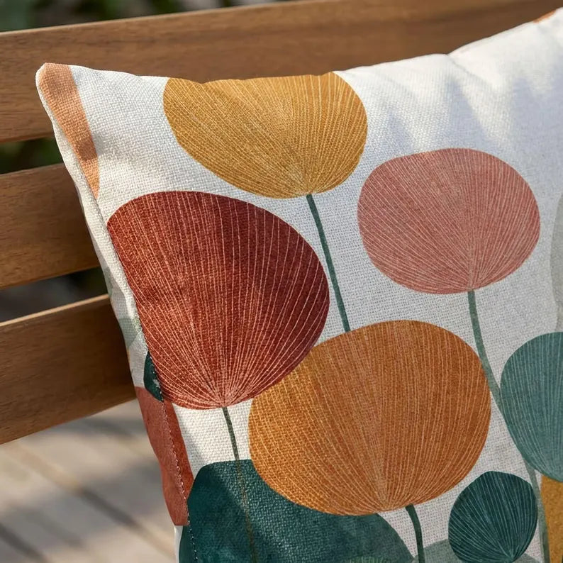 Abstract Floral Illustration Outdoor Pillow | Modern Botanical Garden Throw