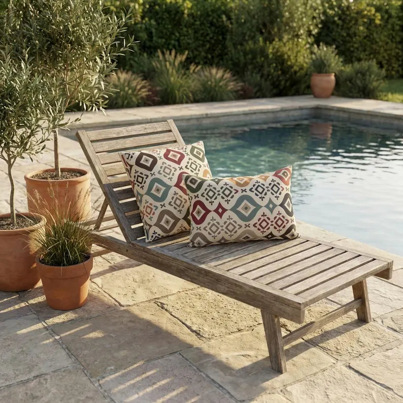 Southwestern Geometric Outdoor Pillow | Earth-Tone Patio Decor