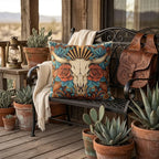 Cow Skull Floral Outdoor Pillow | Western Patio Decor