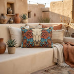 Cow Skull Floral Outdoor Pillow | Western Patio Decor