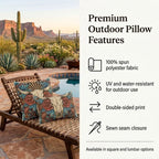 Cow Skull Floral Outdoor Pillow | Western Patio Decor