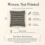 Black & Cream Dash Grid Woven Pillow | Modern Neutral Decor