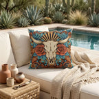 Cow Skull Floral Outdoor Pillow | Western Patio Decor