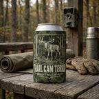 Trail Cam Terror Can Cooler | Skeleton Buck Camo Koozie