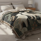 Moonlit Wolves Woven Blanket | Forest & Full Moon Throw