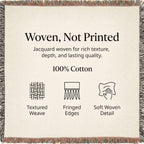 Woven throw blanket cotton construction and fringe information