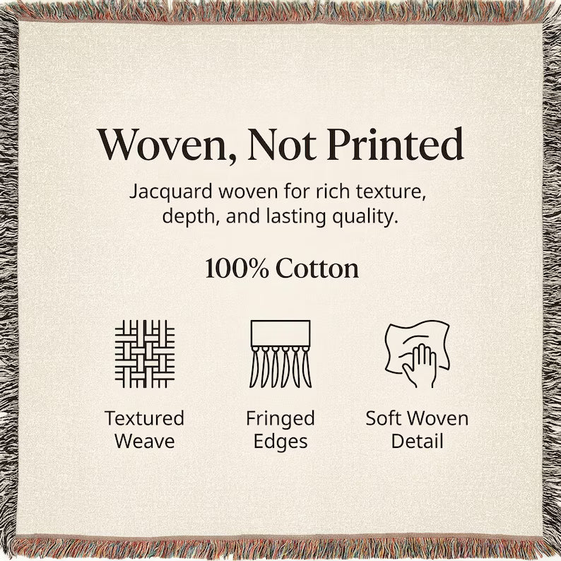 Woven throw blanket cotton construction and fringe information