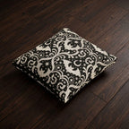 Gothic Bat Damask Woven Pillow | Black Halloween Decor
