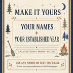 Personalization guide for custom names and established year on the woven blanket