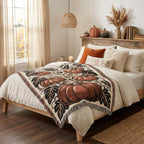 Botanical Pumpkin Woven Throw Blanket | Fall Harvest Decor