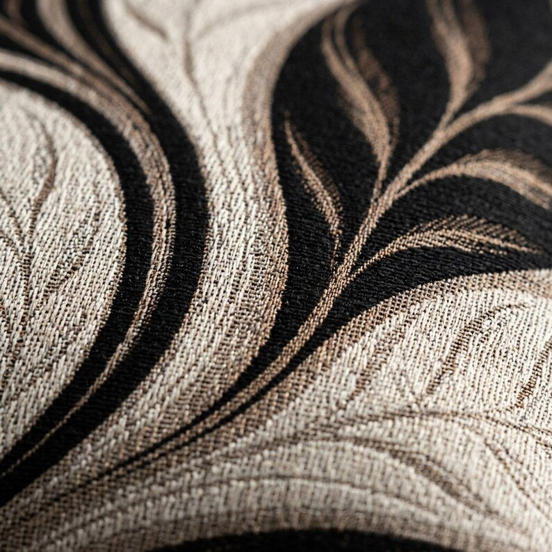 Autumn Leaves Woven Pillow | Black & Cream Fall Decor