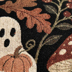 Ghosts & Mushrooms Woven Pillow | Woodland Halloween Decor