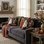 Ghosts & Mushrooms Woven Pillow | Woodland Halloween Decor