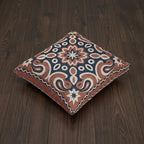 Boho Medallion Woven Pillow | Rust & Navy Kilim Decor
