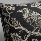Raven on Branch Woven Pillow | Gothic Tapestry Decor