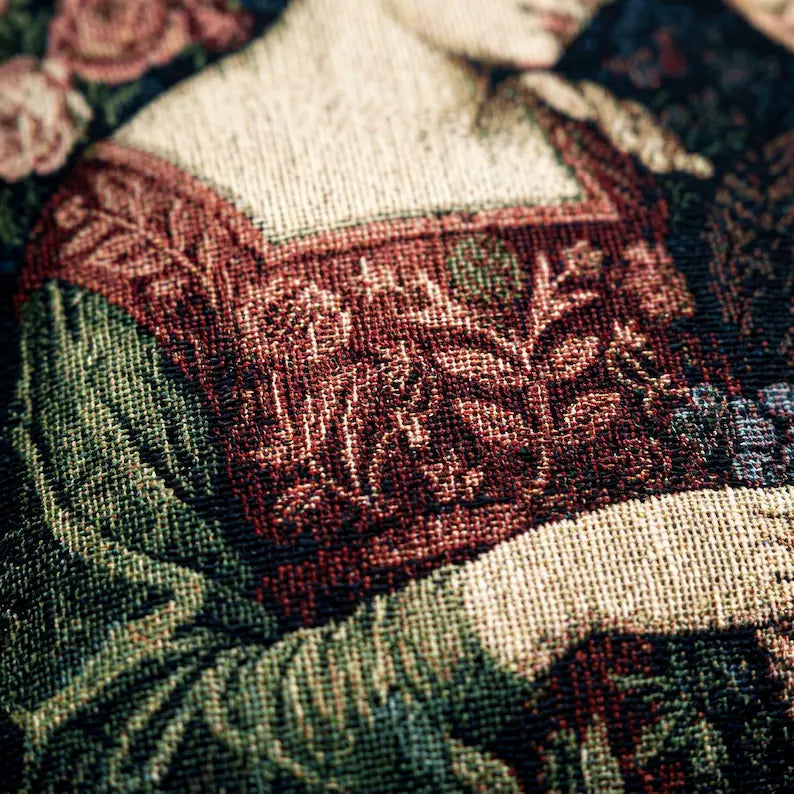 Sapphic Pre-Raphaelite Woven Pillow | Lesbian Art, Romantic Queer Decor