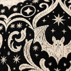 Gothic Bat Damask Woven Pillow | Black Halloween Decor