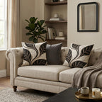 Autumn Leaves Woven Pillow | Black & Cream Fall Decor