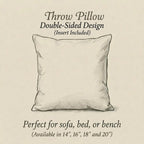 Jaguar and tropical bird throw pillow guide showing double-sided design and insert included
