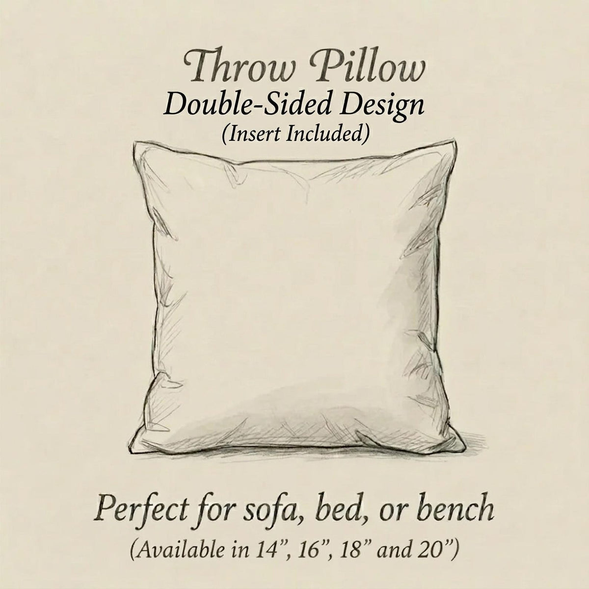 Jaguar and tropical bird throw pillow guide showing double-sided design and insert included