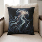 Jellyfish Woven Pillow | Ocean Sea Creature Nautical Home Decor