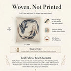 Koi fish woven pillow size, fabric composition, and construction details